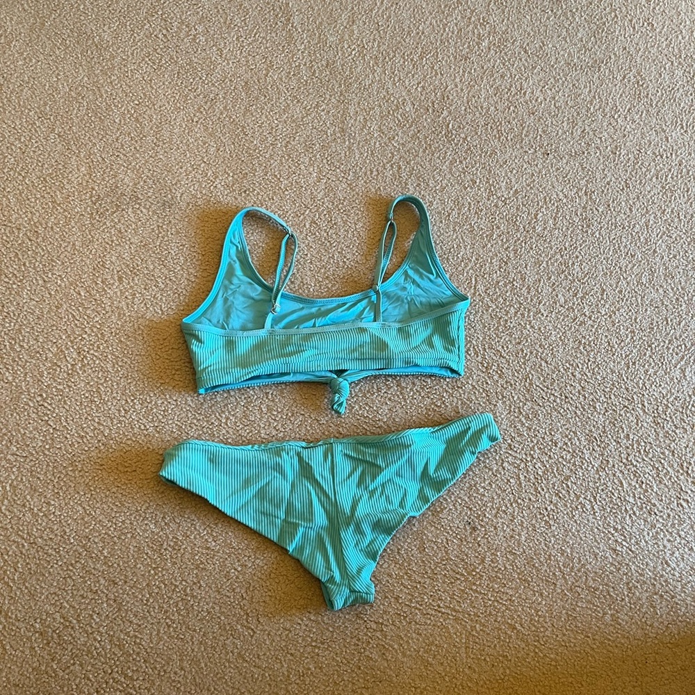 Frankie’s Bikinis light blue knot tie bikini SET